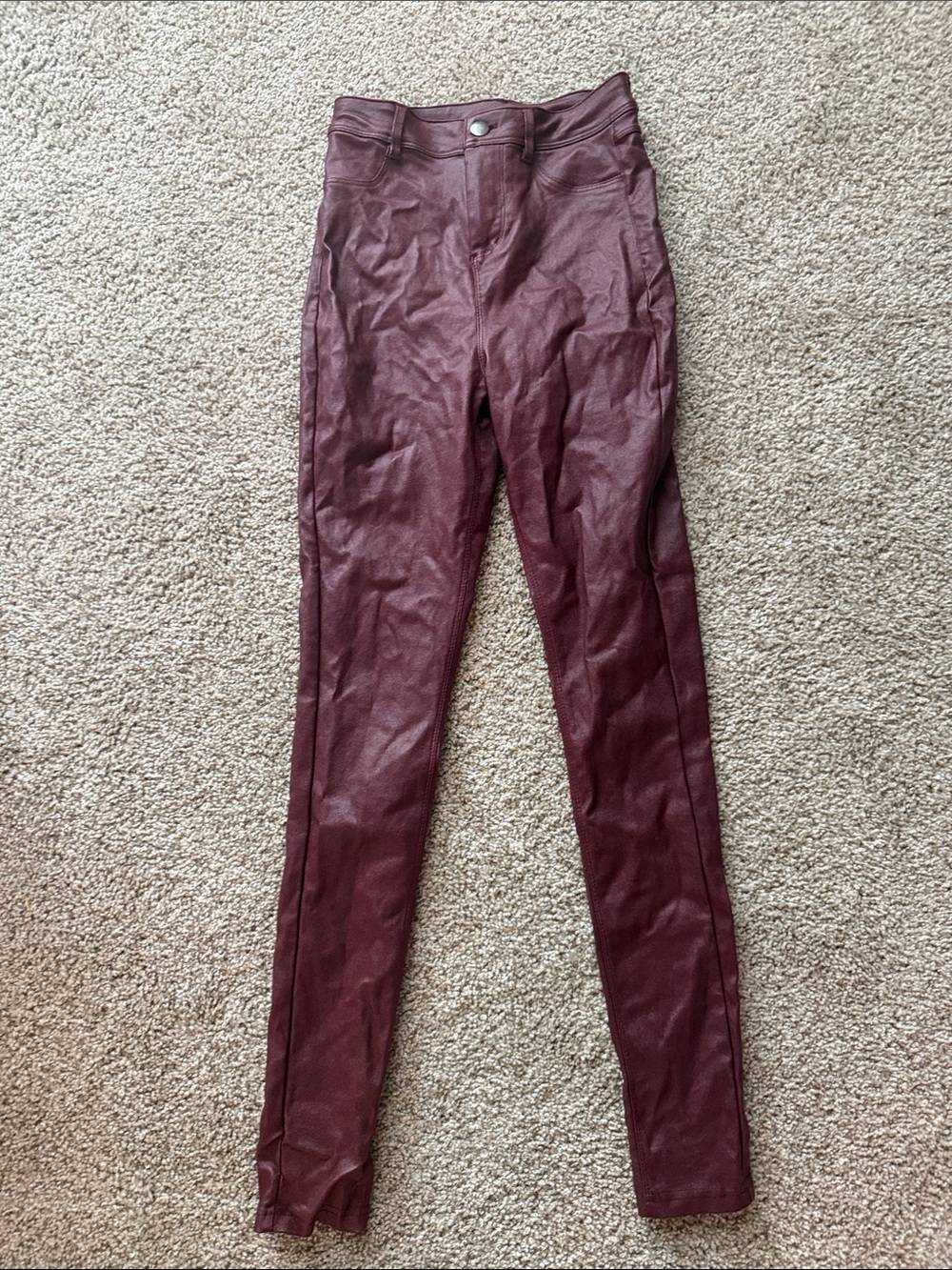 Windsor Burgundy Faux Leather High-Rise Skinny Pants